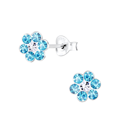 Wholesale Sterling Silver Crystal Flower Ear Studs - JD1568