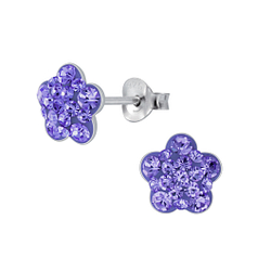 Wholesale Sterling Silver Flower Crystal Ear Studs - JD2699