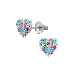 Wholesale Sterling Silver Heart Crystal Ear Studs - JD3071