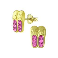 Wholesale Sterling Silver Ballerina Shoe Crystal Ear Studs - JD6170