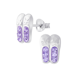 Wholesale Sterling Silver Ballerina Shoe Crystal Ear Studs - JD6169