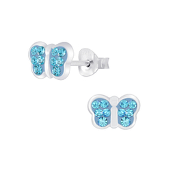 Wholesale Sterling Silver Butterfly Crystal Ear Studs - JD6802