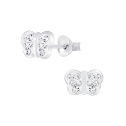 Wholesale Sterling Silver Butterfly Crystal Ear Studs - JD6802