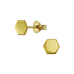 Wholesale Sterling Silver Hexagon Ear Studs - JD2471