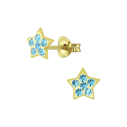 Wholesale Sterling Silver Star Crystal Ear Studs - JD4801