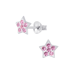 Wholesale Sterling Silver Star Crystal Ear Studs - JD4020