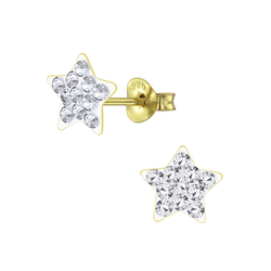 Wholesale Sterling Silver Crystal Star Ear Studs - JD5444