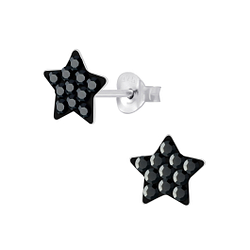 Wholesale Sterling Silver Crystal Star Ear Studs - JD4806