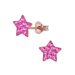 Wholesale Sterling Silver Crystal Star Ear Studs - JD5441