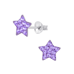 Wholesale Sterling Silver Crystal Star Ear Studs - JD4806