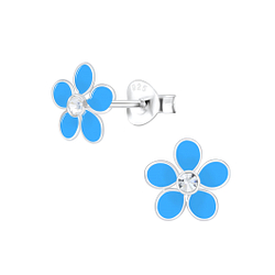 Wholesale Sterling Silver Flower Crystal Ear Studs - JD1833