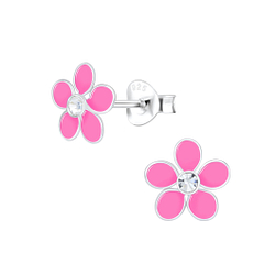 Wholesale Sterling Silver Flower Crystal Ear Studs - JD1834