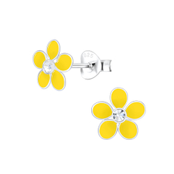 Wholesale Sterling Silver Flower Crystal Ear Studs - JD1835