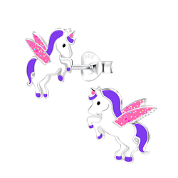 Wholesale Silver Unicorn Stud Earrings