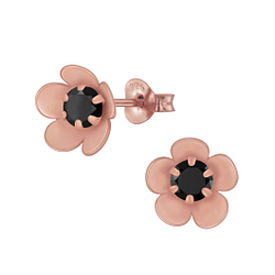 Wholesale Sterling Silver Flower Cubic Zirconia Ear Studs - JD3718