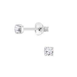 Wholesale 3mm Round Crystal Sterling Silver Ear Studs - JD5086