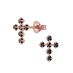 Wholesale Sterling Silver Cross Crystal Ear Studs - JD4553