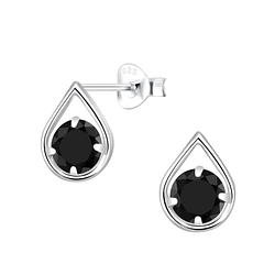 Wholesale Sterling Silver Tear Drop Cubic Zirconia Ear Studs - JD2649