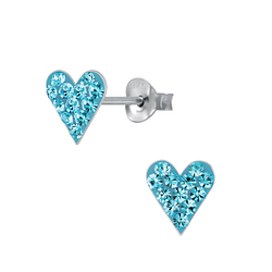 Wholesale Sterling Silver Heart Crystal Ear Studs - JD2993