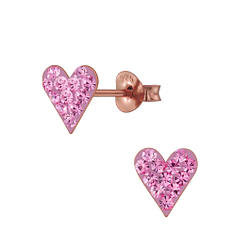 Wholesale Sterling Silver Heart Crystal Ear Studs - JD3146