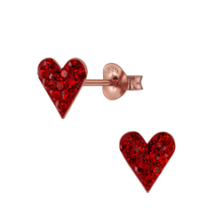 Wholesale Sterling Silver Heart Crystal Ear Studs - JD3146