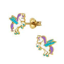 Wholesale Sterling Silver Winged Unicorn Ear Studs - JD3056