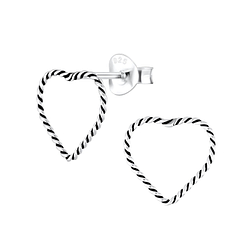 Wholesale Sterling Silver Heart Ear Studs - JD4169