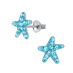 Wholesale Sterling Silver Starfish Crystal Ear Studs - JD3069