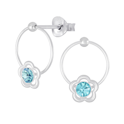 Wholesale Sterling Silver Flower Wire Crystal Ear Studs - JD5076