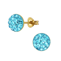 Wholesale Sterling Silver Round Crystal Ear Studs - JD3124