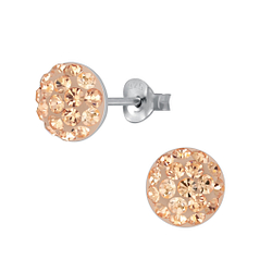Wholesale Sterling Silver Round Crystal Ear Studs - JD3123