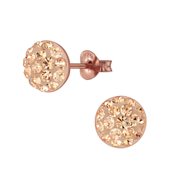 Wholesale Sterling Silver Round Crystal Ear Studs - JD3125