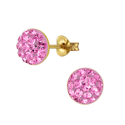 Wholesale Sterling Silver Round Crystal Ear Studs - JD3124