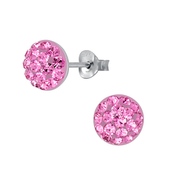 Wholesale Sterling Silver Round Crystal Ear Studs - JD3123