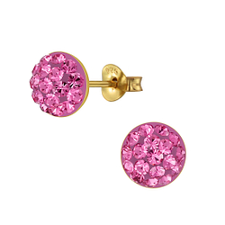 Wholesale Sterling Silver Round Crystal Ear Studs - JD3124