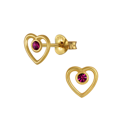 Wholesale Sterling Silver Heart Crystal Ear Studs - JD3132