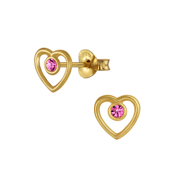 Wholesale Sterling Silver Heart Crystal Ear Studs - JD3132