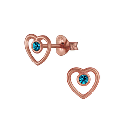 Wholesale Sterling Silver Heart Crystal Ear Studs - JD3133