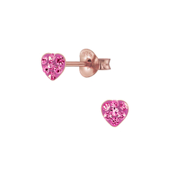 Wholesale Sterling Silver Heart Crystal Ear Studs - JD5573