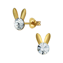 Wholesale Sterling Silver Rabbit Crystal Ear Studs - JD3086