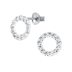 Wholesale Sterling Silver Crystal Circle Ear Studs - JD4327