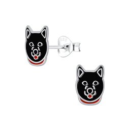 Wholesale Sterling Silver Husky Dog Ear Studs - JD3918