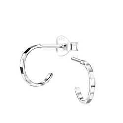 Wholesale Sterling Silver Half Hoop Ear Studs with Diamond Cut - JD9080