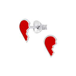 Wholesale Sterling Silver Broken Heart Ear Studs - JD5751