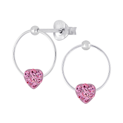 Wholesale Sterling Silver Crystal Heart Ear Studs - JD4802