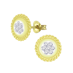 Wholesale Sterling Silver Round Crystal Ear Studs - JD5197