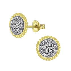 Wholesale Sterling Silver Round Crystal Ear Studs - JD5744