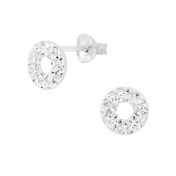 Wholesale Sterling Silver Circle Crystal Ear Studs - JD4557