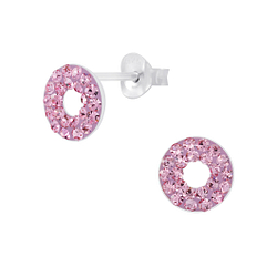 Wholesale Sterling Silver Circle Crystal Ear Studs - JD4557