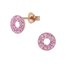 Wholesale Sterling Silver Circle Crystal Ear Studs - JD5679